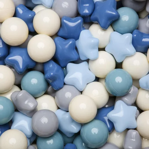 Vista 14 de Pelotas de corral de estrellas TRENDPLAY para niños pequeños - 50, 100, 200 unidades, pelotas de estrella de diferentes formas, pelotas de plástico