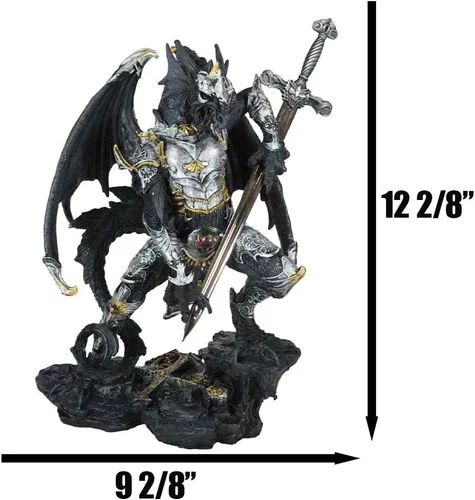 Vista 2 de Ebros Gift Gran Hyperion - Estatua de espada de hoja de daga dorada dorada con dragón blindado plateado de 12.25 pulgadas de alto, abrecartas