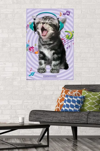Vista 2 de Trends International Keith Kimberlin - Gato - Póster de pared cantando, 22.375" x 34", versión sin marco de alta calidad Versión premium sin marco