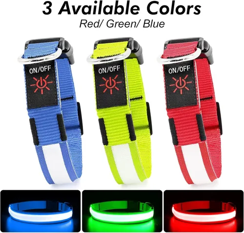 Vista 4 de BSEEN Collar para perro con luz LED, recargable, collares reflectantes resistentes al agua para cachorros, con luces navideñas que brillan