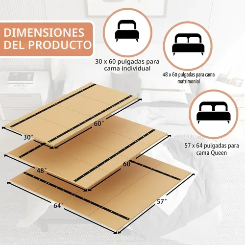 Vista 2 de Imperius - Tablas para somier plegable, tabla de literas, soporte para cama, tablas para debajo de la cama, tamaño individual (60x30)
