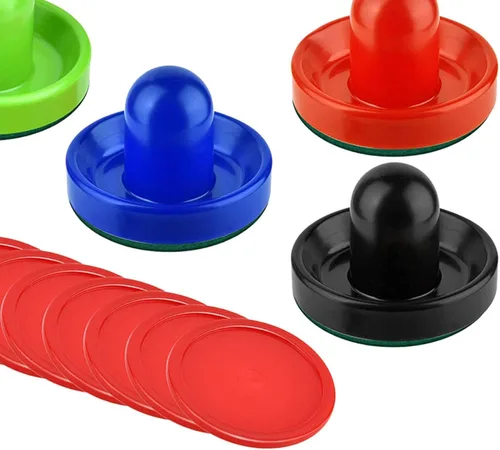 Vista 4 de 4 Pieces Air Hockey Pushers Large Strikers Replacement Paddles Game Table Handles Felt Bottom Material Suitable for Indoor Home