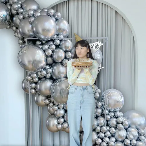 Vista 7 de 120 globos plateados metálicos de 5 pulgadas, globos de látex plateado cromado metálico, mini globos pequeños para decoraciones de cumpleaños, bodas