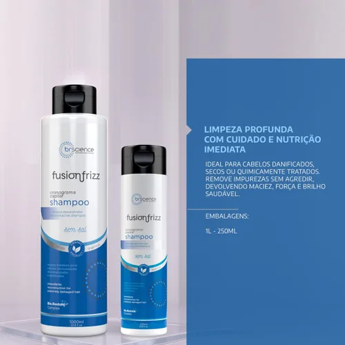 Vista 2 de BR Science Champú reconstructivo Fusion Frizz Recomendado para cabello extremadamente dañado 33.8 fl oz / 33.8 onzas líquidas