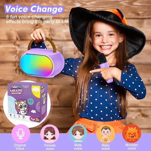 Vista 8 de Heroange Máquina de micrófono de karaoke con 2 controladores, juguete para niñas y niños de 3, 4, 5, 6, 7, 8, 9, 10, 11, 12 años de edad, altavoz