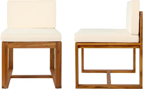 Dining Chairs Set of 2, Acacia Wood Table & Chair Sets, Desk Chair with Armrests, Ergonomic Kitchen Chairs for Dining Table, Living Room and Bedroom