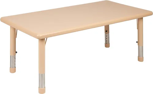 Vista 6 de Flash Furniture Emmy - Juego de mesa rectangular de plástico natural de 24 pulgadas de ancho x 48 pulgadas de largo, con 4 sillas
