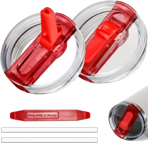 Vista 18 de Paquete de 2 Vasos de 30 oz con Tapa de Pajilla Abatible para Stanley Quencher ProTour, Tapa de Repuesto a Prueba de Fugas para Stanley H2.0