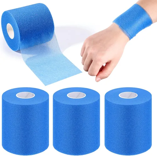 Vista 13 de Nuanchu 4 diademas deportivas preenvolventes de 120 yardas para el cabello, cinta de espuma deportiva para tobillos, muñecas, cinta de espuma Beige