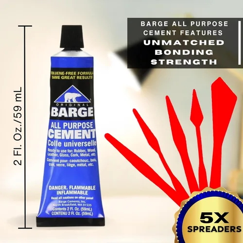 Vista 5 de Adhesivo de Cemento de Contacto Barge para Todo Uso (2 oz) con Esparcidores de Pasta Pixiss (5 piezas) - Cemento de Secado Rápido Resistente al Agua