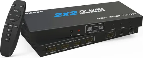 NIERBO Controlador de pared de video HDMI 2x2, pantalla HD 4K x 2K, entrada de rotación de 180 grados RS232 4K y salida 1080P