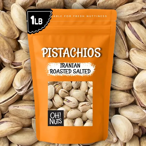 Vista 7 de Oh! Nuts Pistachios Estilo iraní – Tostado ligeramente salado – 1 libra – Nueces enteras sin cáscara – Empaquetado en bolsa con cierre de cremallera