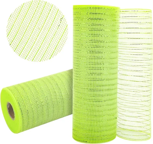 Vista 28 de 2 rollos de cinta de malla verde manzana decorativa de 10 pulgadas x 30 pies, rollos de malla de poli verde lima para suministros de corona DIY