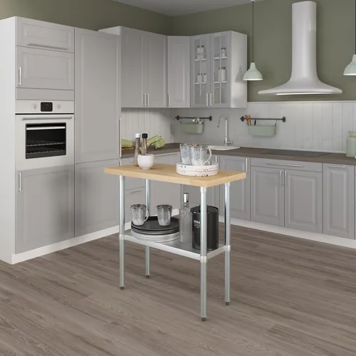 Vista 5 de AmGood Mesa de trabajo superior de madera de arce con estante inferior ajustable (36 pulgadas de largo x 18 pulgadas de profundidad)