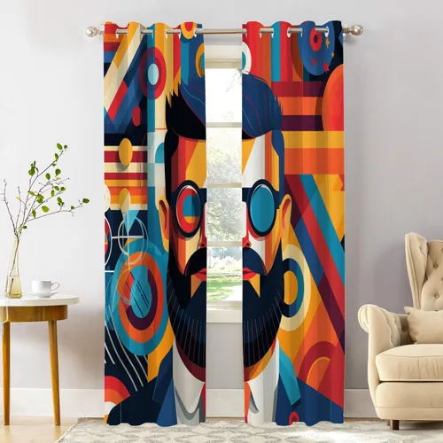Vista 47 de Shrahala Cenefas de cocina con rayas clásicas azules, cortinas blancas para media ventana, tratamiento de ventana de poliéster multicapa para sala