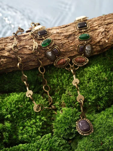 Vista 6 de MINACHI Collar en Y con cuentas de turquesa creadas en estilo bohemio, colgante multicolor en tonos turquesa, joyería elegante y delicada para mujer