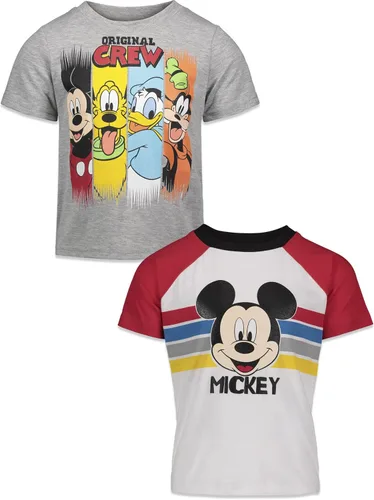 Disney Mickey Mouse Pixar Toy Story Winnie The Pooh Pixar Cars Lion Guard - Paquete de 2 camisetas para niños pequeños GrisBlanco