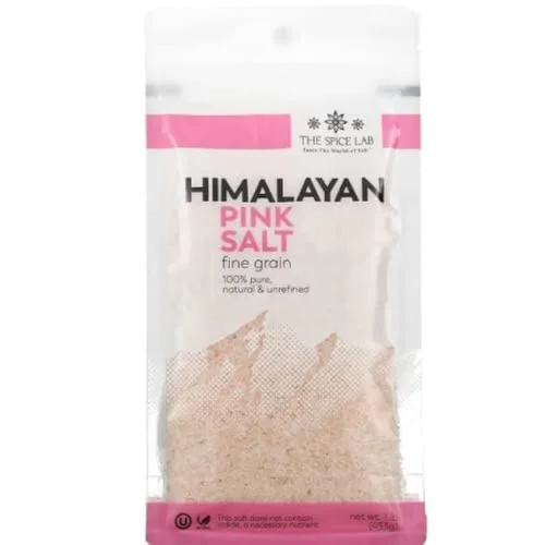 The Spice Lab Sal rosa del Himalaya, sal marina (fina) - Bolsa de 1 libra - Cocina multiusos y sal de mesa - Sal marina Kosher sin OMG - Nutrientes