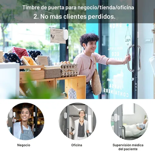 Vista 4 de SanJie Timbre Inalámbrico de Puerta con Sensor, Alarma de Entrada cuando la Puerta se Abre, para Negocios/Hogar/Niños, 5 Niveles de Volumen