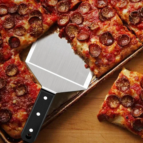 Vista 9 de Leonyo Espátula de metal, espátula de hamburguesa de acero inoxidable resistente, accesorios para parrilla, remaches triples, apto para lavavajillas