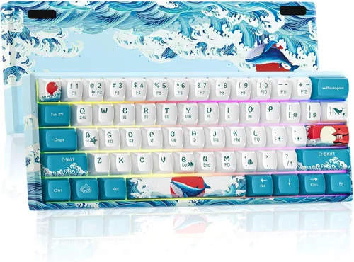 Teclado mecánico 60% para juegos, trimodo BT5.02.4GHzUSB-C, inalámbricocon cable 19 RGB retroiluminado compacto de 61 teclas mini teclado para