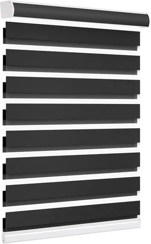 Vista 15 de Changshade Persianas de cebra de tamaño personalizado, sin cordón, para interiores, privacidad, doble capa para sala de estar, dormitorio, baño