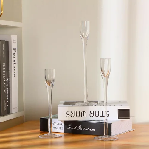 Vista 2 de Maxcheck Portavelas de cristal para boda, portavelas decorativos transparentes a granel, se adaptan a velas de 3/4 pulgadas de grosor para centro