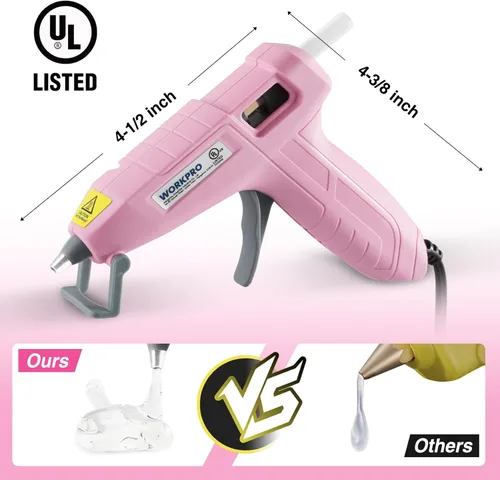 Vista 4 de WORKPRO - Mini pistola de pegamento caliente con 20 barras de pegamento caliente, kit de pistola de pegamento para decoraciones, artes