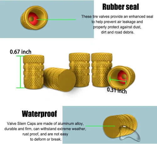 Vista 2 de 5 tapas de vástago de válvula de neumático, cubierta de tapas de aire, juego de tapas de válvula de neumático de aluminio anodizado, accesorios