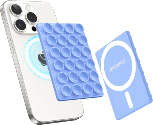 Vista 20 de amBand Soporte magnético de teléfono con succión para carcasa MagSafe, silicona transparente Octo Cup Buddy Soporte de agarre adhesivo para iPhone