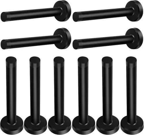 Vista 14 de Topes de puerta, tope de puerta de 5 pulgadas de largo, montaje en pared, tope de puerta negro sólido de servicio pesado de acero inoxidable