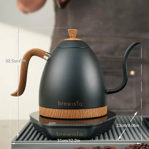 Vista 2 de Brewista Artisan - Hervidor eléctrico de cuello de cisne, hervidor de agua con panel LCD, control preciso de temperatura, hervido rápido y ajustes