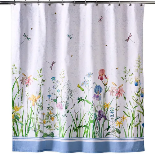 Vista 13 de Maison d' Hermine Cortina de ducha 100% algodón, un panel, 70 x 72 pulgadas, tela lavable para baño, fácil de colgar con 12 agujeros para botones