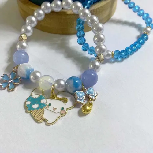 Vista 4 de CJIAYUJEW Pulsera Kawaii de perlas de cristal, pulsera elástica de cuentas de cristal de anime, linda caricatura Kawaii elástica con cuentas