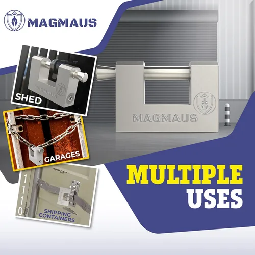 Vista 5 de Magmaus® RTL50 [blindado] Candado de alta seguridad – Cerradura de contenedor resistente con espacio de grillete de 0.43 pulgadas y perno de grosor