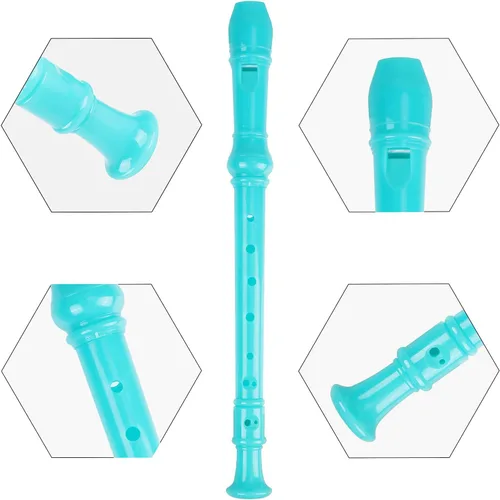 Vista 5 de Grabadora soprano Flauta descante 8 agujeros ABS clarinete estilo alemán flauta C clave con tabla de dedos instrucciones con barra de limpieza