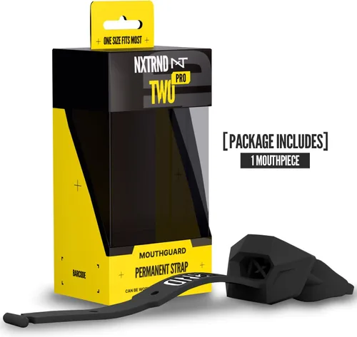 Vista 4 de Nxtrnd Two Pro Protector Bucal de Fútbol Americano, Correa Permanente, Se Ajusta a Adultos y Jóvenes (Negro)