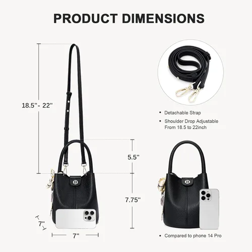 Vista 3 de BOSTANTEN Bolsos cruzados pequeños para mujer, de cuero vegano, mini bolso de cubo con correa de hombro extraíble