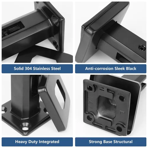 Vista 5 de LukLoy Paquete de 10 espigas cuadradas de acero inoxidable T304 de 2.1 libras, soporte de abrazadera sin marco para valla de piscina, balaustres