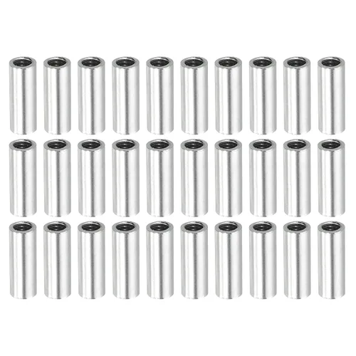 Vista 10 de MECCANIXITY Tuerca de acoplamiento redonda, rosca hembra M4x0.7mm 30mm de rosca, conector de manga redonda para varilla de barra de tubo, tuerca