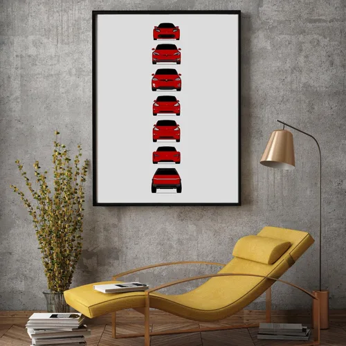 Vista 46 de Custom Car Posters Póster hecho a mano compatible con Tesla Generations e impresión de Roadster, Model S, Model X, Model 3, Model Y, Cyber Truck