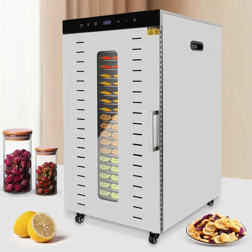 Vista 3 de Deshidratador de alimentos de 20 bandejas para carne seca de acero inoxidable de 1700 W, máquina deshidratadora comercial de alimentos