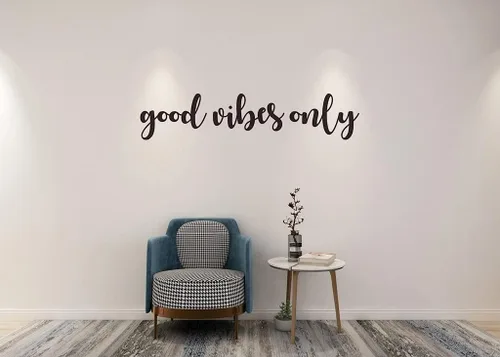 Vista 2 de Calcomanías de pared con citas motivacionales, con frase inspiradora "Good Vibes Only", para sala de estar, palabras positivas, decoración mural
