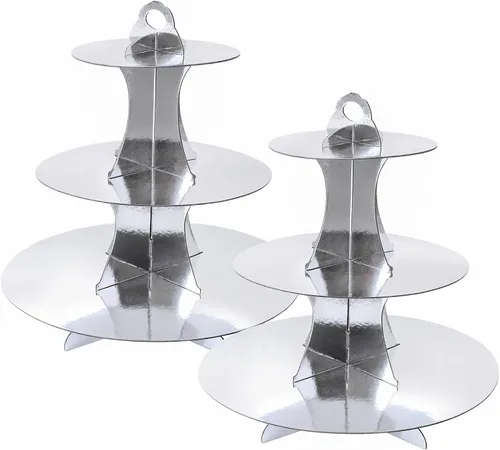 Vista 34 de Soleebee Soporte redondo de 3 niveles para cupcakes, torre de cartón para cupcakes, torre de postre para decoración de cumpleaños, bodas, fiestas, 1