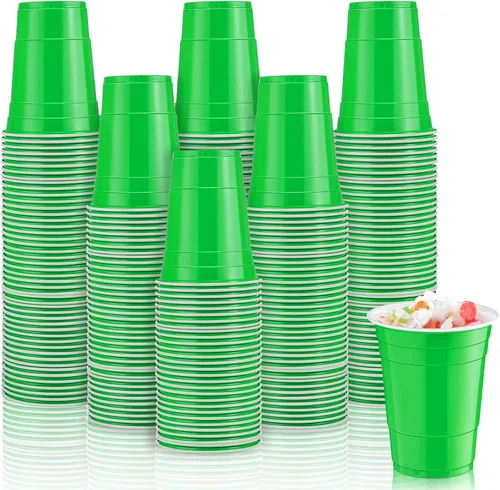 Vista 10 de Lounsweer 100 vasos desechables de 16 onzas para fiesta, de plástico, resistentes, para graduación, baby shower, boda, barbacoa, cumpleaños, picnic
