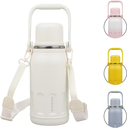 Vista 27 de BJPKPK Botella de agua aislada de acero inoxidable de 27 onzas con asa y tapa de taza, botella térmica de metal de viaje, perla morada