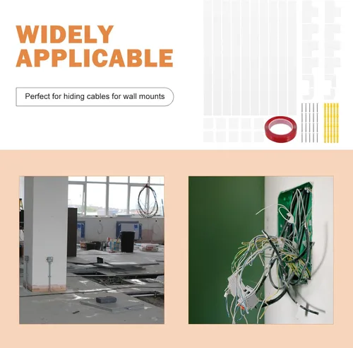 Vista 3 de GALPADA Kit de ocultador de cables con tornillos y acoplamientos, para montaje en pared, para el hogar y la oficina, cubiertas de alambre de fácil