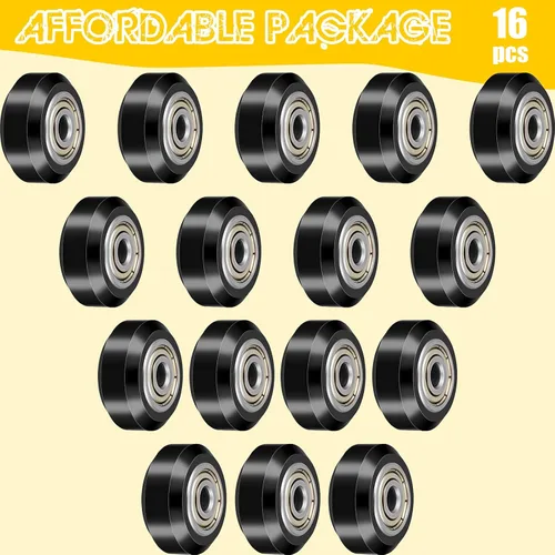 Vista 5 de Honoson 16 unidades de ruedas de impresora 3D, ruedas de polea POM, rodamiento lineal de polea de plástico 625zz, compatible con Creality CR10