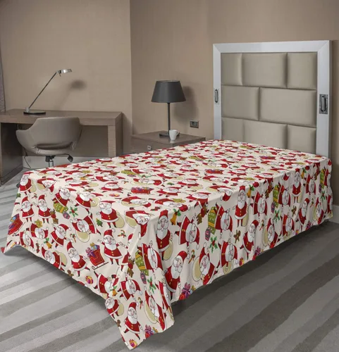 Vista 89 de Ambesonne Sábana encimera floral, patrón rítmico de ramas de bayas de Navidad, suave y cómoda, ropa de cama decorativa de 1 pieza, tamaño Verde