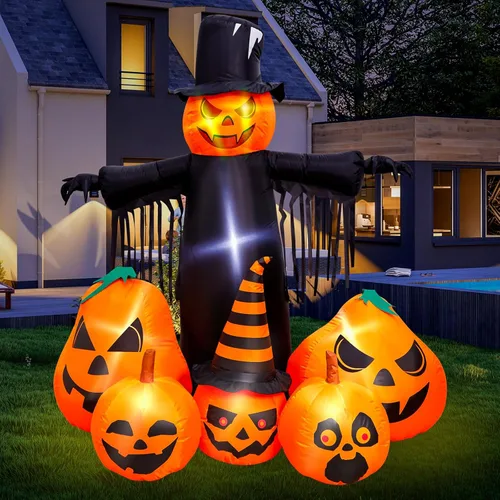 Vista 3 de Max Fun 7FT Halloween Inflatables Pumpkin Decorations with LED Build-in Halloween Yard Decoration Blow Up Inflatables for Outdoor Indoor Garden Lawn